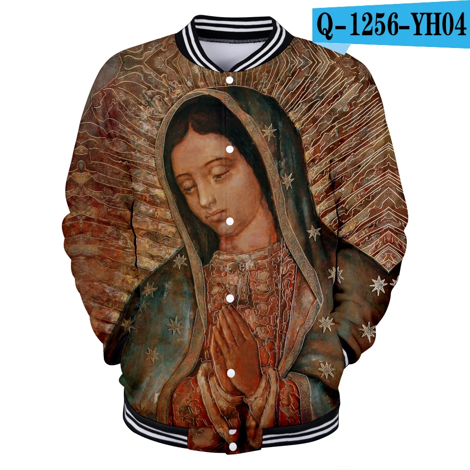 Our Lady of Guadalupe бейсбольные куртки с 3D принтом для женщин/мужчин, трендовый стиль, уличная бейсбольная куртка, повседневная одежда размера плюс - Цвет: Q1256-YH04