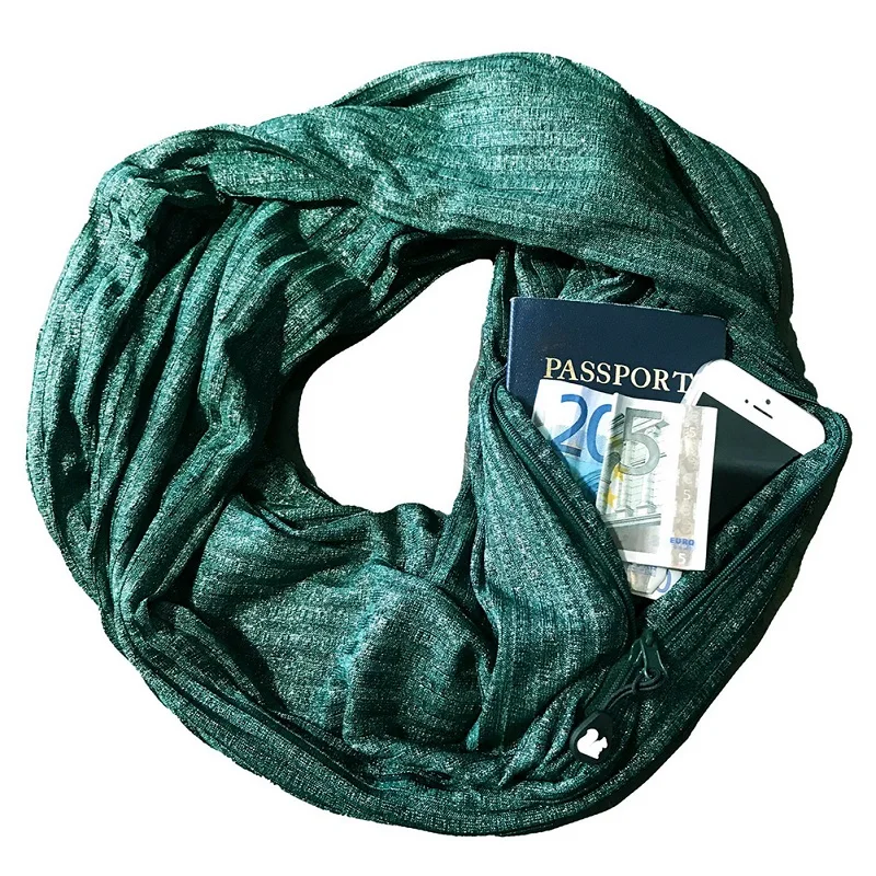 Для женщин и Для мужчин любителей зимние шарфы сплошной теплый шарф петли с Скрытая карман Обёрточная бумага шаль молнии шарфы петля