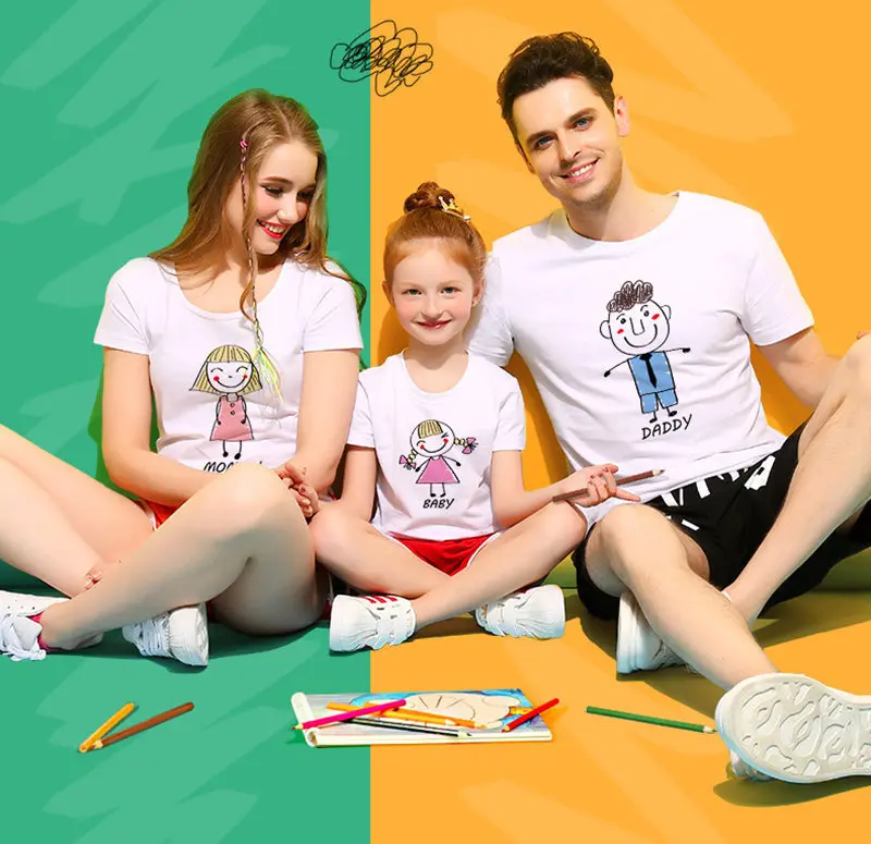 Новая футболка с короткими рукавами для мамы и дочки; Хлопковая женская рубашка; Одежда для девочек; Милые Семейные комплекты; рубашка