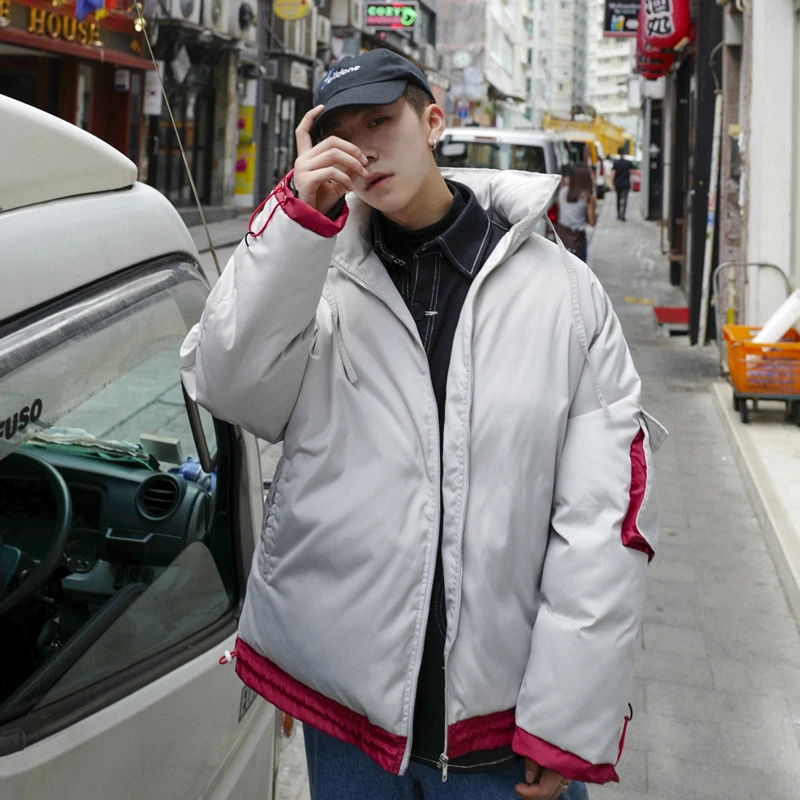 2018 Winter Men's Fashion Snow Jackets Street Solid Color Parkas Cotton-padded Clothes Loose Casual In Warm Brand Coats M-XL 2018 Winter Men's Fashion Snow Jackets Street Solid Color Parkas Cotton-padded Clothes Loose Casual In Warm Brand Coats M-XL