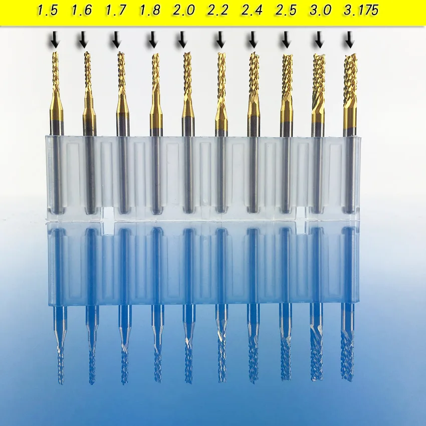 10 шт./лот вольфрамовый резной станок нож PCB резак нож печатная плата открытый титановый кукурузный фреза 0,8 мм-3,175 мм для ЧПУ