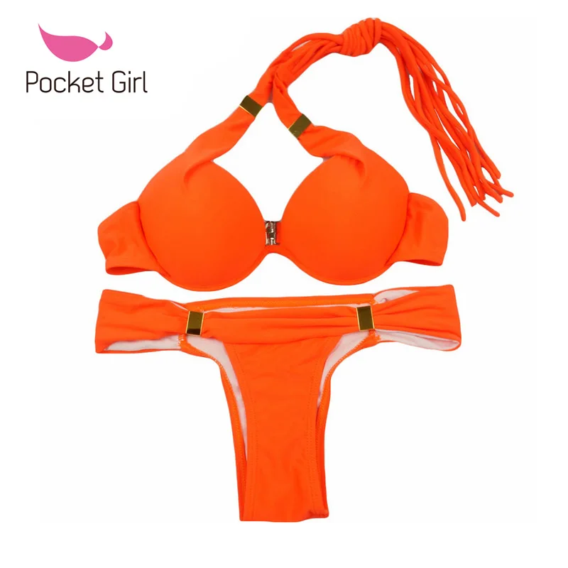 

2019 Sexy Women's Bikini Set Swimwear Bandeau Push-Up Padded Bra Plus Size Swimsuit Tassel Beachwear Biquini Ladies Trikini