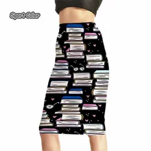 Новое поступление женские Для женщин пикантные Высокая Талия Миди-юбки теннис Боулинг юбки тонкий эластичный 3D книги Стекло Женская одежда для вечеринок S-4XL