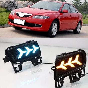 

Car flashing 1Pair LED DRL Daytime Running Light Daylight Waterproof with yellow Signal For Mazda 6 Mazda6 2006 2007 2008 2009