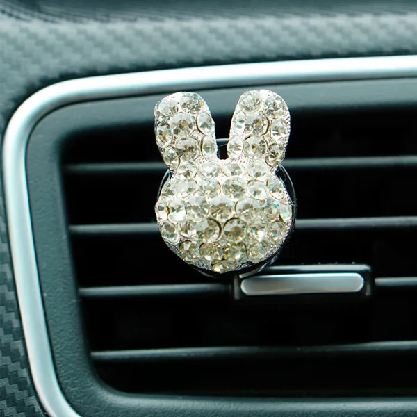 Mr Tea новая Алмазная Металлическая корона крест кролик автомобильный Стайлинг освежитель воздуха Духи для автомобиля Кондиционер Вентиляционный запах игрушки Accrssories - Название цвета: Rabbit silver