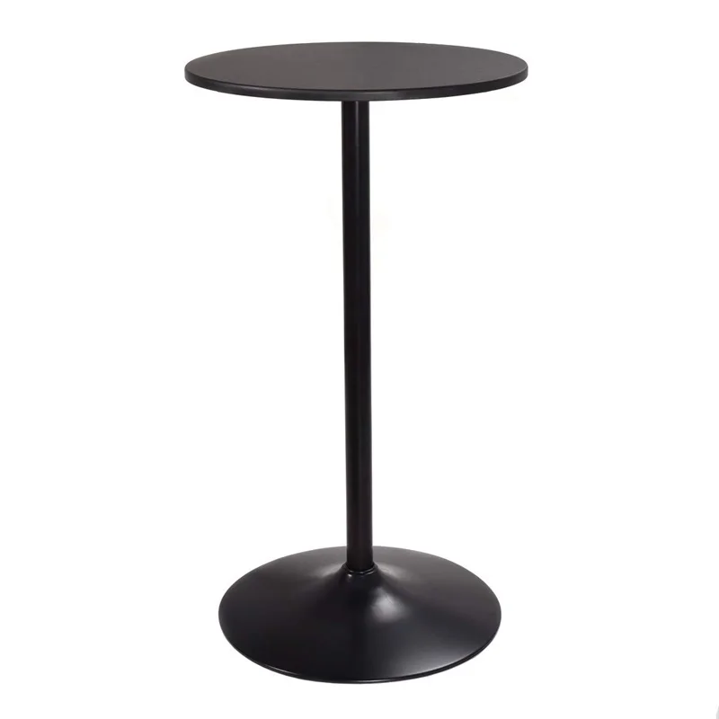 

24" Round Pub Dining Bar Table Black MDF top pasted with PVC Ergonomic Bar Stool Home Dining Room Table HW52901