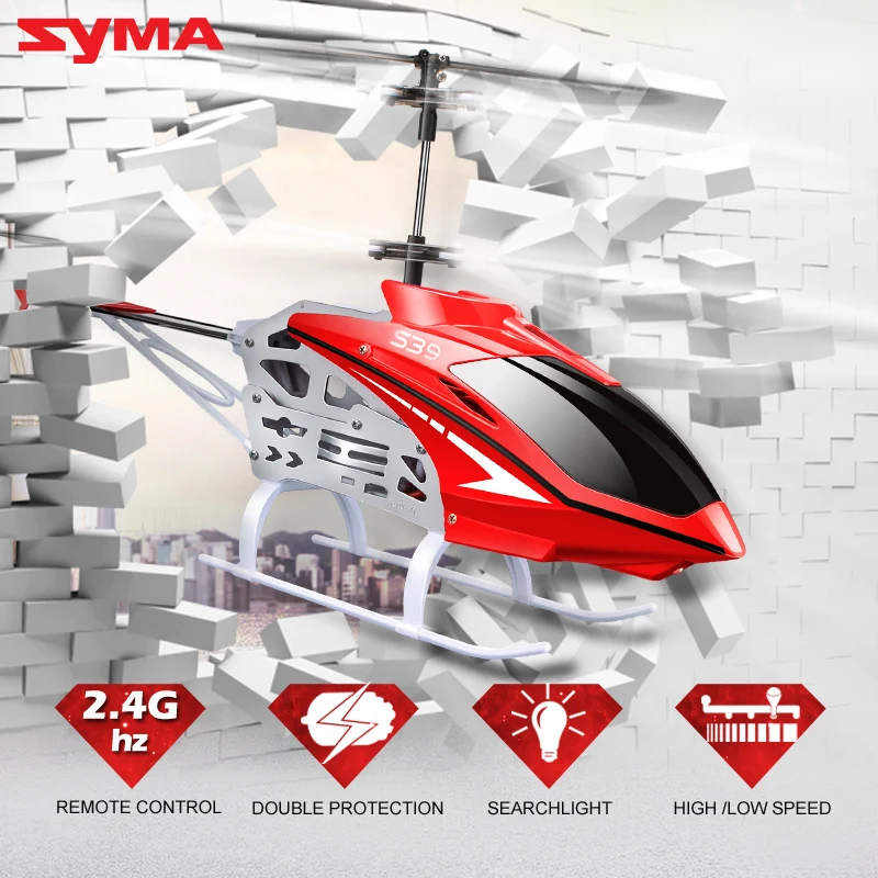 100 Original Syma S39 2 4G 3CH RC Helicopter with Gyro LED Lights Aluminum Anti Shock