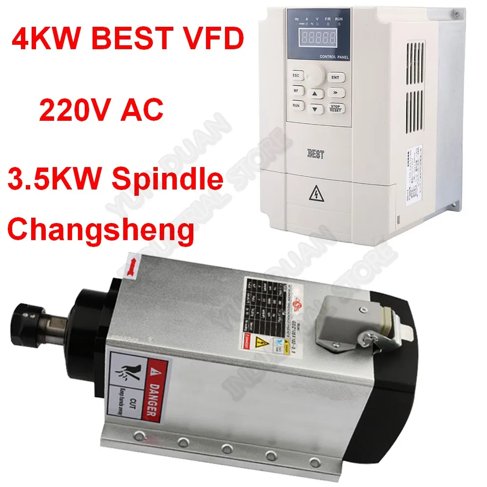 3.5KW 220V 18000 об/мин ER20 AC вентилятор электродвигателя шпинделя с воздушным