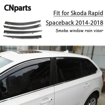 

CNparts 4pcs ABS For Skoda Rapid Spaceback 2014-2018 Car Smoke Window Sun Visor Keep Fresh Air convection Accessories