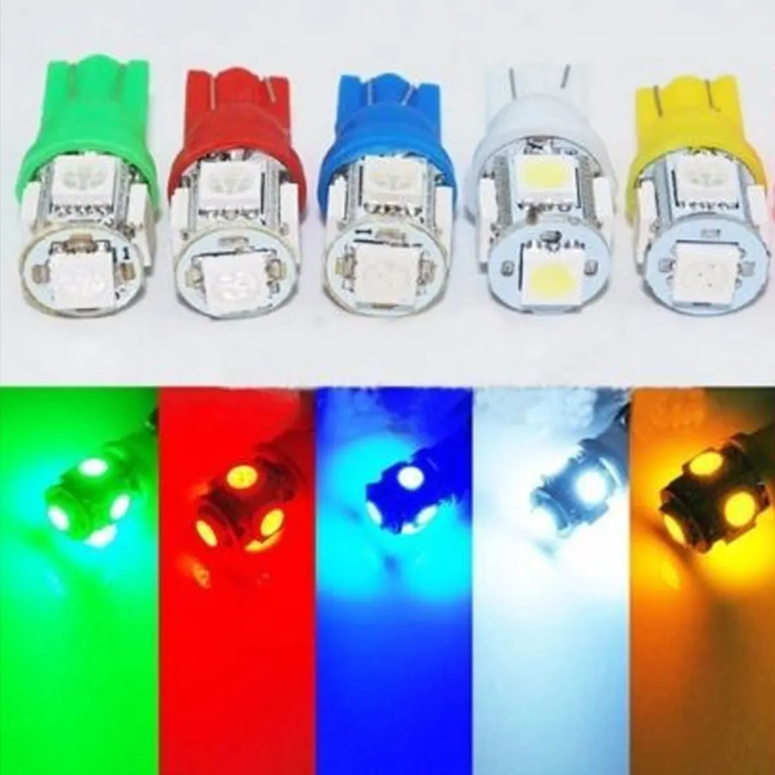 

10pcs Auto T10 5 LED 1W 5050 W5W Wedge Door Parking Bulb Light Car 5W5 LED Dome Festoon C5W C10W License Plate Light Xenon