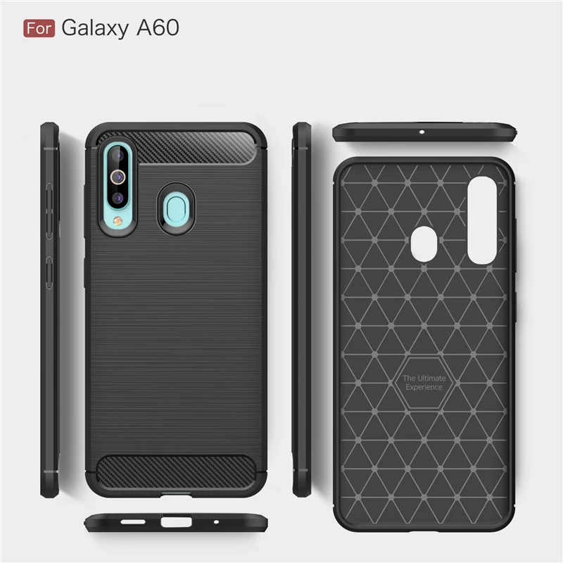sFor Samsung Galaxy A60 Case Shockproof Tough Bumper Carbon Fiber Case For Samsung A60 A606F/DS Cover For Galaxy A60 Coque Capas
