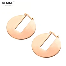 AENINE круглые прямоугольные серьги-кольца, стиль розовое золото, цвет из нержавеющей стали для вечеринки, юбилейные ювелирные изделия AE18071
