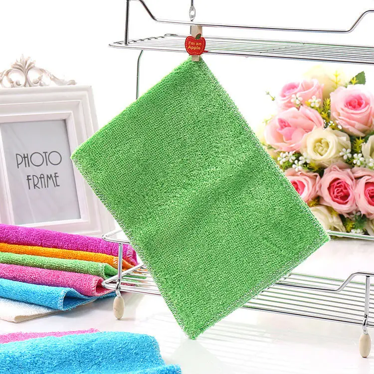 5 шт. ткань для посуды из бамбукового волокна высокоэффективное полотенце для очистки от смазки волшебное кухонное полотенце для очистки тряпка - Цвет: green18CMx23CM