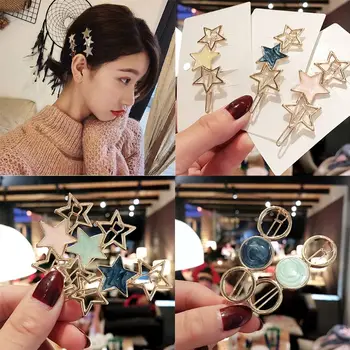 

Women Girls Metallic Geometric Hair Clips Hollow Out Star Circle Snap Bobby Pins Candy Color Side Bangs Hairpins Barrettes 2020