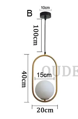Современный подвесной светильник золотой/латунный подвесной светильник для ресторана, кухни, столовой, стеклянный шар, подвесной светильник - Цвет корпуса: H 40cm 15cm ball