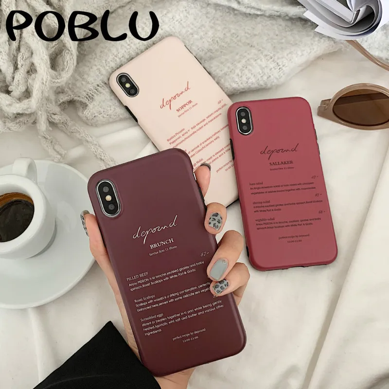 

POBLU Brands Retro Recipe Cases For iphone XR XS Max Fashion Plain IMD TPU Soft Back Phone Cover Shell For iphone 6s 7 8 Plus