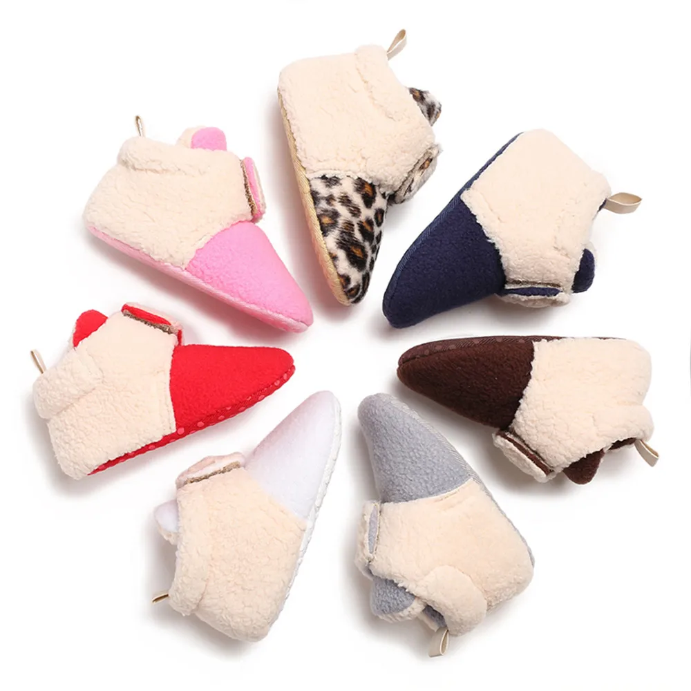 

Winter Warm Faux Fleece Bootie Infant Toddler Crib Shoes Floor Indoor Walking Shoe Soft Sole Anti-slip Shoes