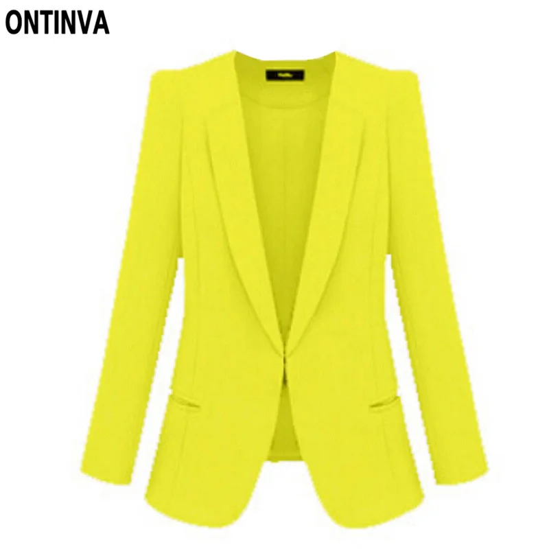 Ladies Yellow Blazer Feminino Plus Size 4XL Formal Jacket Women's White ...