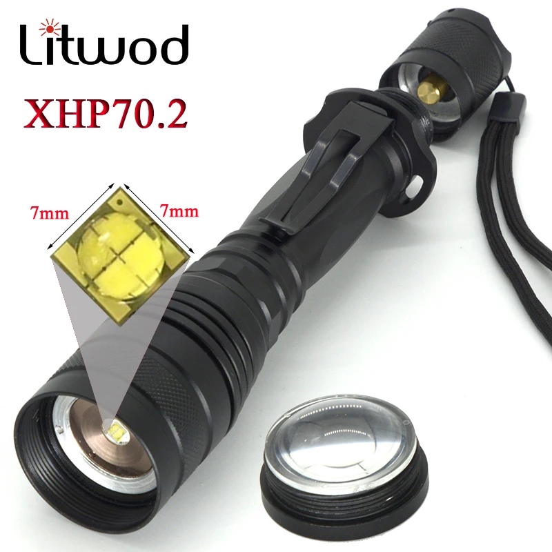 Litwod Z20 CREE XHP70.2 P75 светодиодный фонарик факел Масштабируемые 5 модель Водонепроницаемый glare тактический фонарь 2 * зеленый батареи