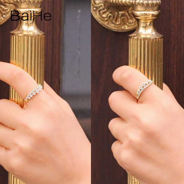 BAIHE Solid 14 K желтое золото(AU585) 0.70ct круглая огранка H/SI натуральные бриллианты Свадебные модные ювелирные изделия Подарочное кольцо