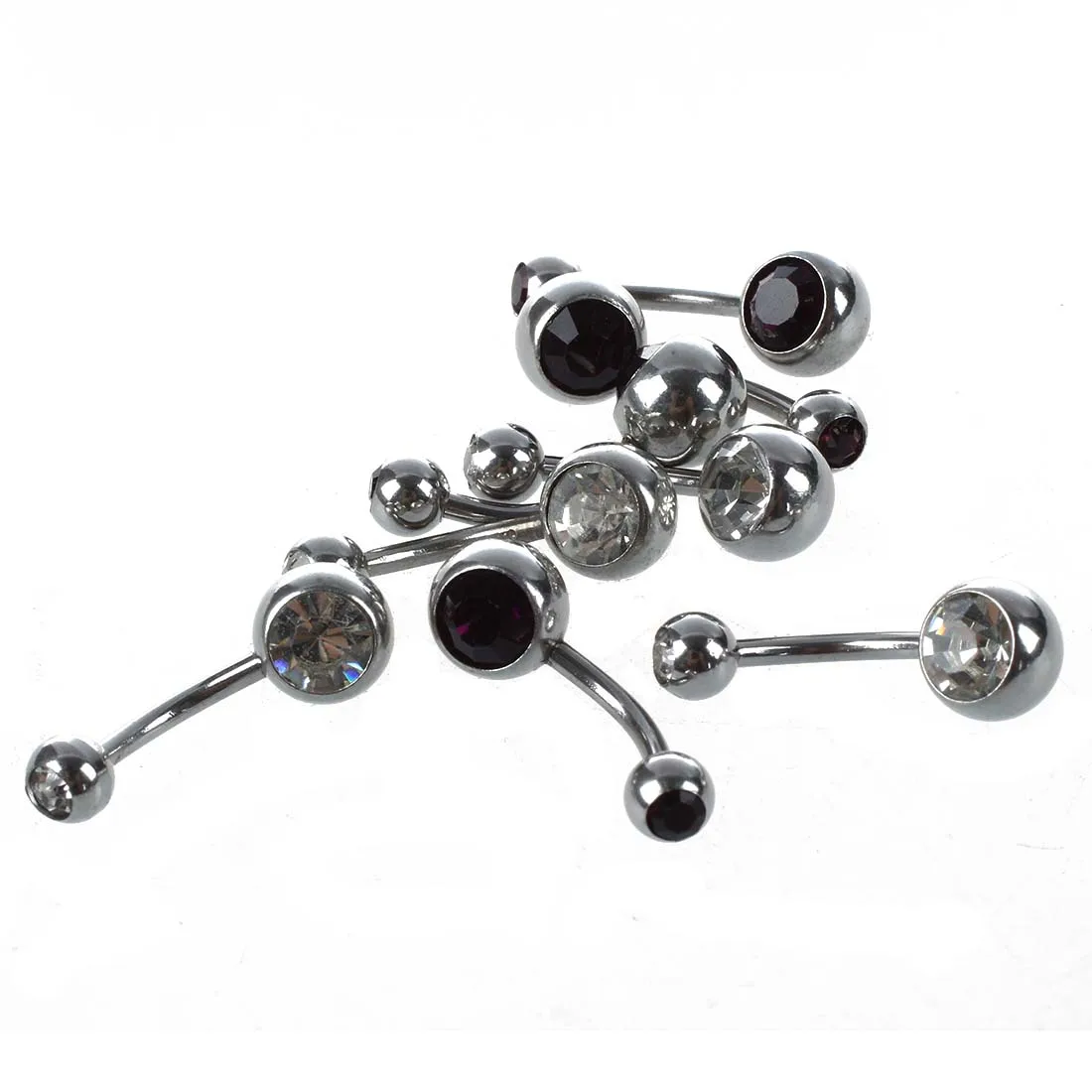 Buy 8x Rhinestone titanium body jewelry navel ring