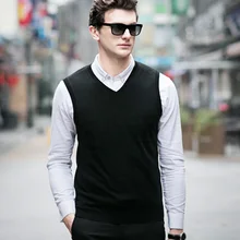 MACROSEA мужчины без рукавов свитер жилет осень весна шерсть вязаный жилет свитер базовые мужские классические v-образные вырезы жилет C8139