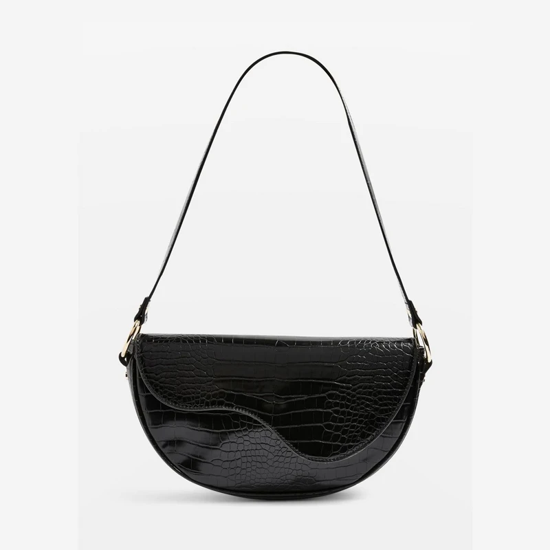En Ligne Selle demi cercle sacs pour femmes femme 2019 nouvelle vague mode Mini large sac à bandoulière sac à main PU haut en cuir qualité