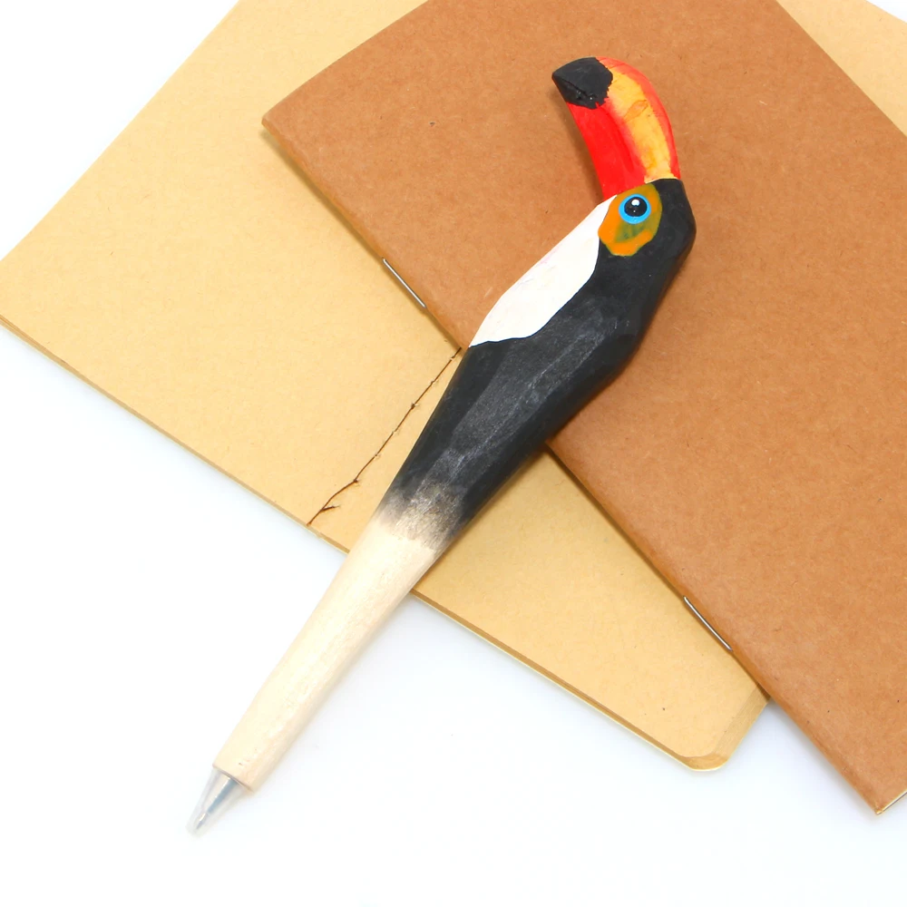 Творческий ручной животного Тукан шариковая ручка в форме цветка деревянная ручка для письма для офиса принадлежности стационарные Дети