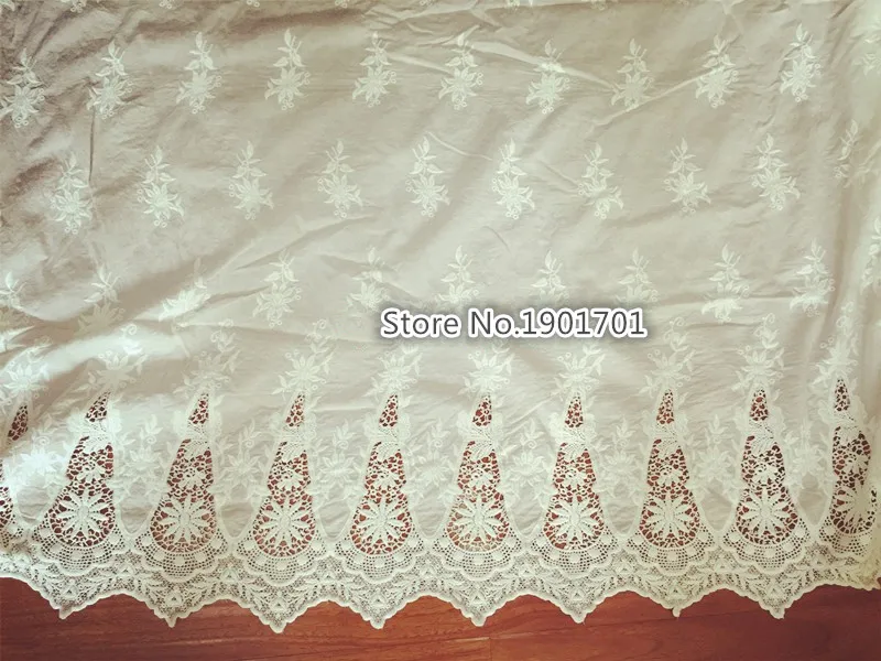 Ширина 125 см нежная белая кружевная ткань юбка хлопковая ткань вышивка ткань DIY ткань платье аксессуары для одежды