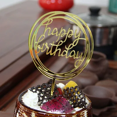 С днем рождения акриловый Топпер для торта розовое золото сердце акриловый Топпер для кекса на день рождения украшения детский душ - Цвет: 14