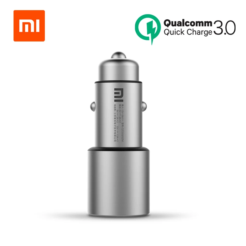 Автомобильное зарядное устройство Xiaomi оригинальное быстрое QC 3 0 с двумя USB