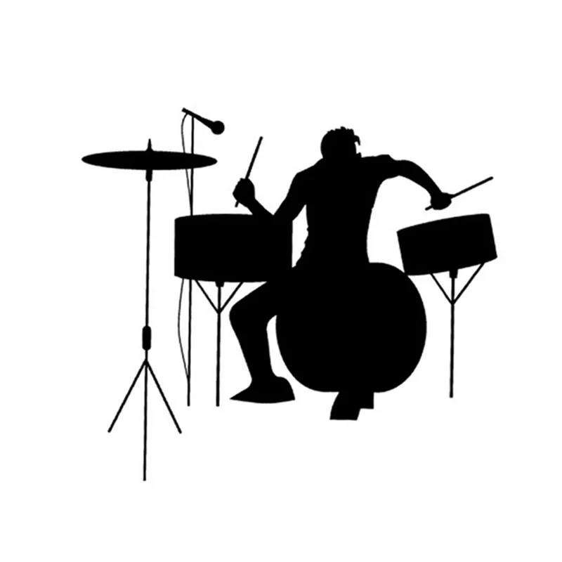 19*17CM Drums Drummer Silhouette Rock Band Music Car Stickers Fun