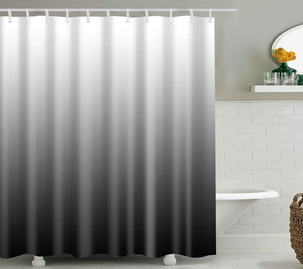 Градиент цвета занавески для душа полиэстер ткань экологически чистый водонепроницаемый дизайн частный ванная комната подарок с крюком B1050 - Цвет: B1050