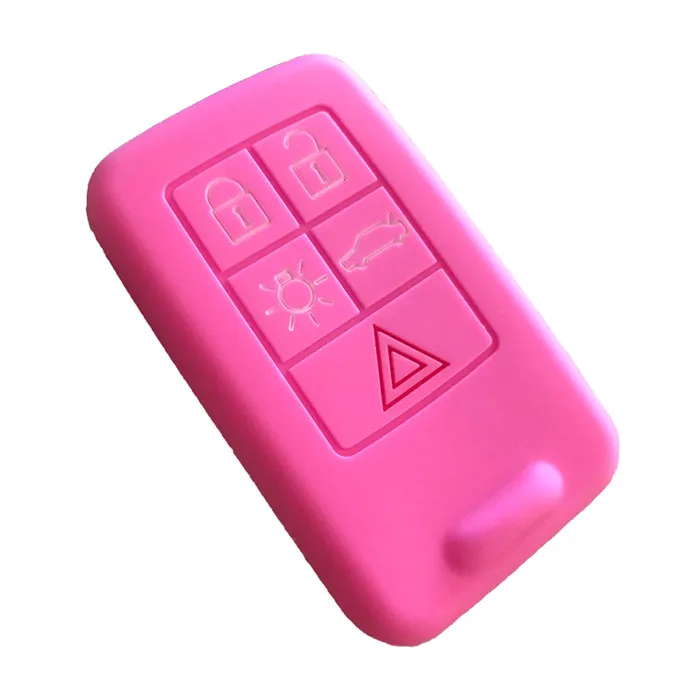 Силиконовый резиновый брелок для ключей крышка защитный чехол с подставкой для VOLVO V40 S80 XC60 S60L V60 XC90 V70 S40 5 корпус для ключей на кнопке - Название цвета: Pink