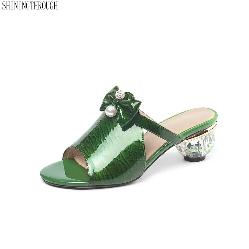 

Fashion Summer shoes Women slippers Genuine Leather Strange Style Heels Casual Slippers Female Sandals size 41 42