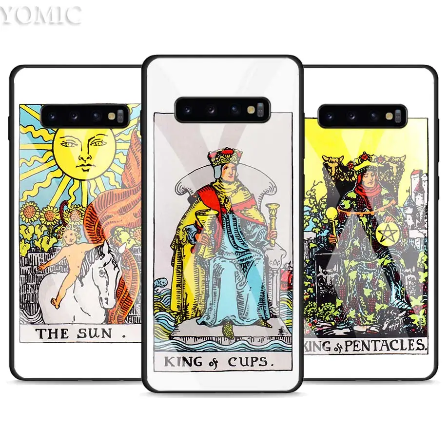 

Tempered Glass Case for Samsung Galaxy S10e S10 S8 S9 Plus Note 9 10 A50 A70 Phone Cover Egypt mysterious Tarot Divination Luxur