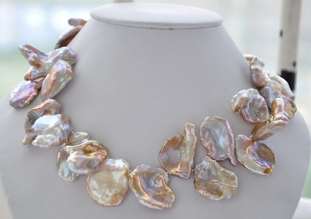 

0001899 lavender BAROQUE lamina KESHI REBORN PEARL NECKLACE 17inch (A0511)