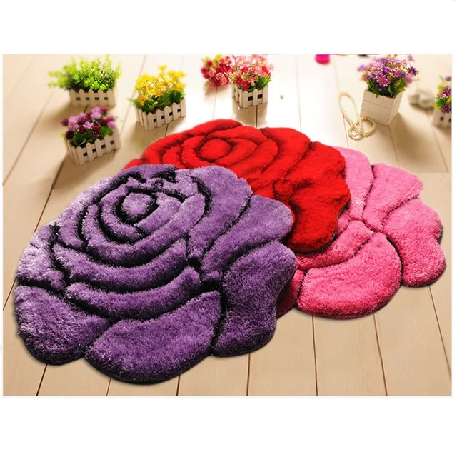 Vivid Color 3D Flower Design Bedroom Carpet Bath Mat Non-Slip Badmat Doorway Rugs Floor Mat Large Bathroom Rugs tapete banheiro