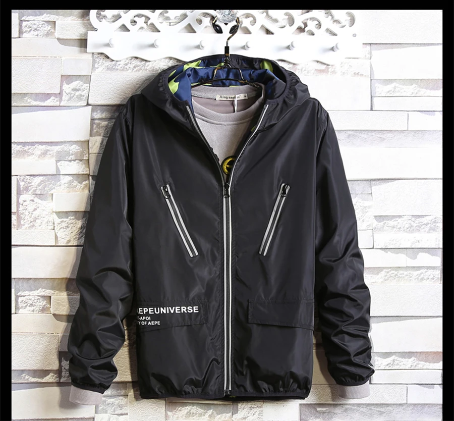 Streetwear Mens Jacket Color Zipper Casual   (8)