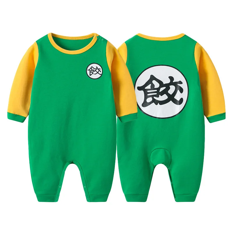 Хлопок Dragon Ball Детский комбинезон для новорожденного мальчика одежда Сон Гоку малыш комбинезон китайские Персонажи печати Bebe Onesie - Цвет: Зеленый