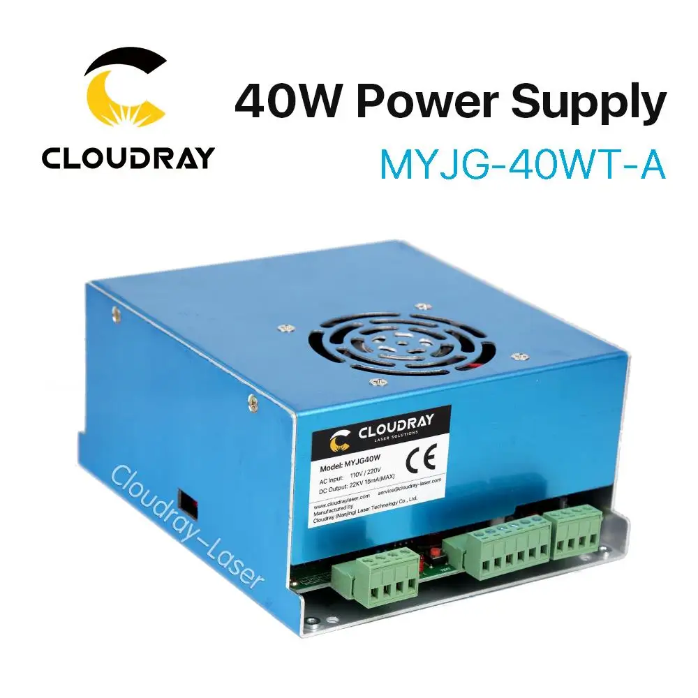 melhor Cloudray 40 w MYJG 40WT CO2 Potência Do Laser de Alimentação 110 v 220 v para o Tubo Do Laser Máquina De Corte Gravura modelo de UM