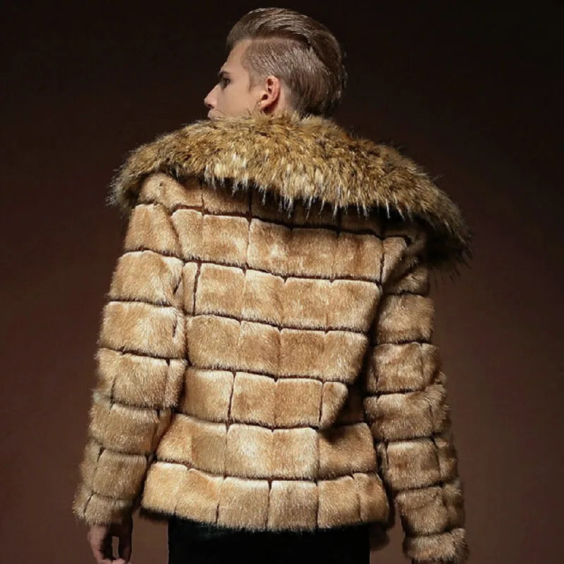 New menswear trend casual imitation fur coats men's slim mink coat short style S-3XL! Big size winter men's coats