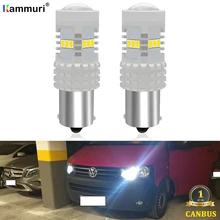 2) белый 6000K Canbus без ошибок 1156 P21W светодиодный фонарь для Volkswagen VW T5 T5.1 T6 транспортер светодиодный дневные ходовые огни DRL