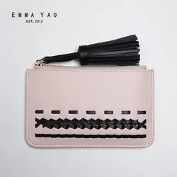 Эмма Яо женские кожаные кошельки для монет Держатели Мода Небольшая молния сумки мини бумажник визитница Лидер продаж