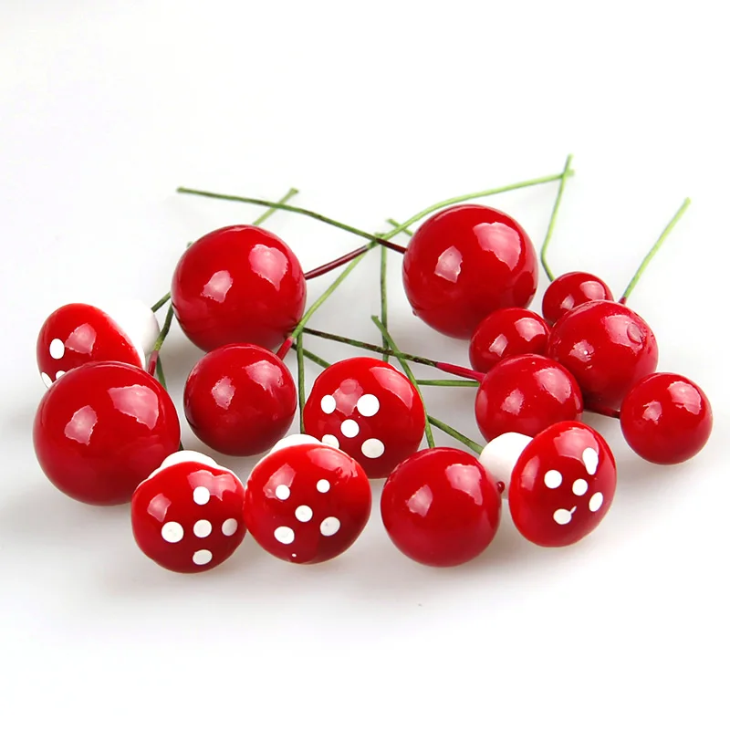 

200Pcs/50Pcs Mini Simulation Cherry Mushroom Foam Artificial Fruit Model For DIY Party Kitchen Wedding Christmas Tree Decoration