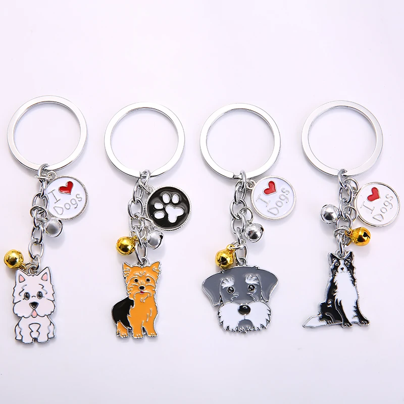 

2019 Dog Keychain Metal PET Keychain Key Ring Bag Charm Animal Couple Keychain Lovely Keychain Car Keyring Gift Women Jewelry