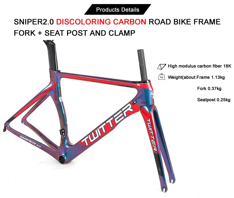 Flash Deal 700C Road Bike EPS Carbon Frame 18k To The Force Road Bicycle Racing Frame+Fork+Seatpost Discoloring Cable Routing Internal 5