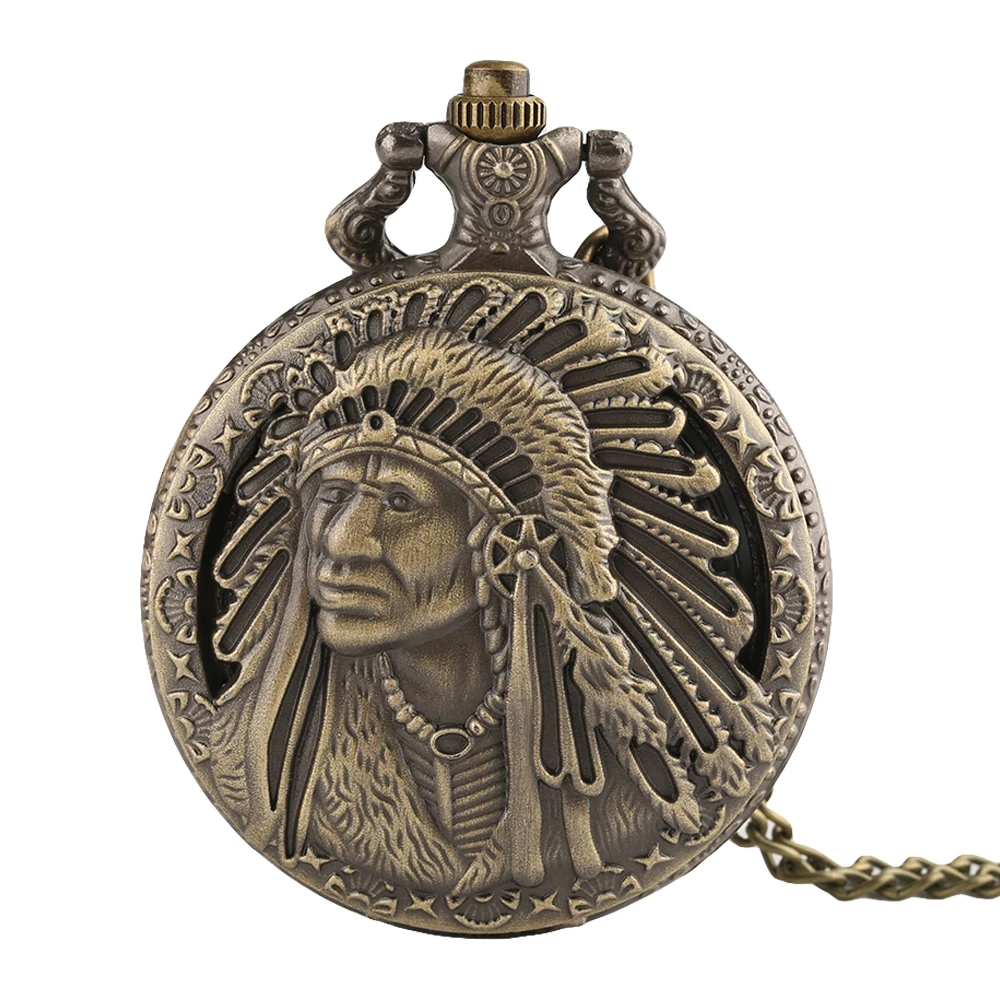 Retro Bronze Men's Pocket Watch Unisex Vintage India Older Man Theme