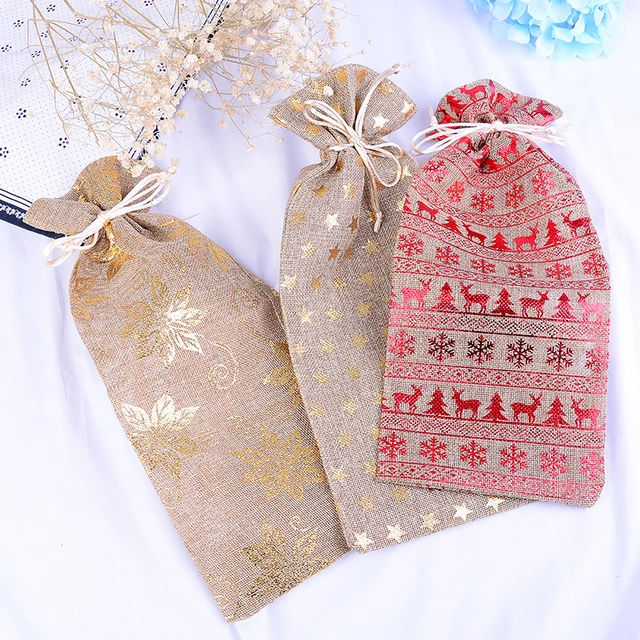 Us 1 35 16 Off 1pc Chrismas Wine Champagne Bottle Cover Bags Jute Burlap Drawstring Covers Weddings Party Supplies In Gift Us 1 35 16 Off 1pc Chrismas Wine Champagne Bottle Cover Bags Jute Burlap Drawstring Covers Weddings Party Supplies In Gift