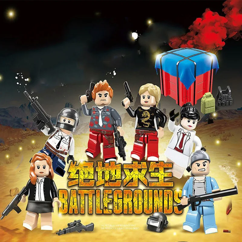 

6Pcs Compatible With Legoing PUBG Military Figures Weapons Building Brick Blocks Swat battleground FPS Game Toy For Kids